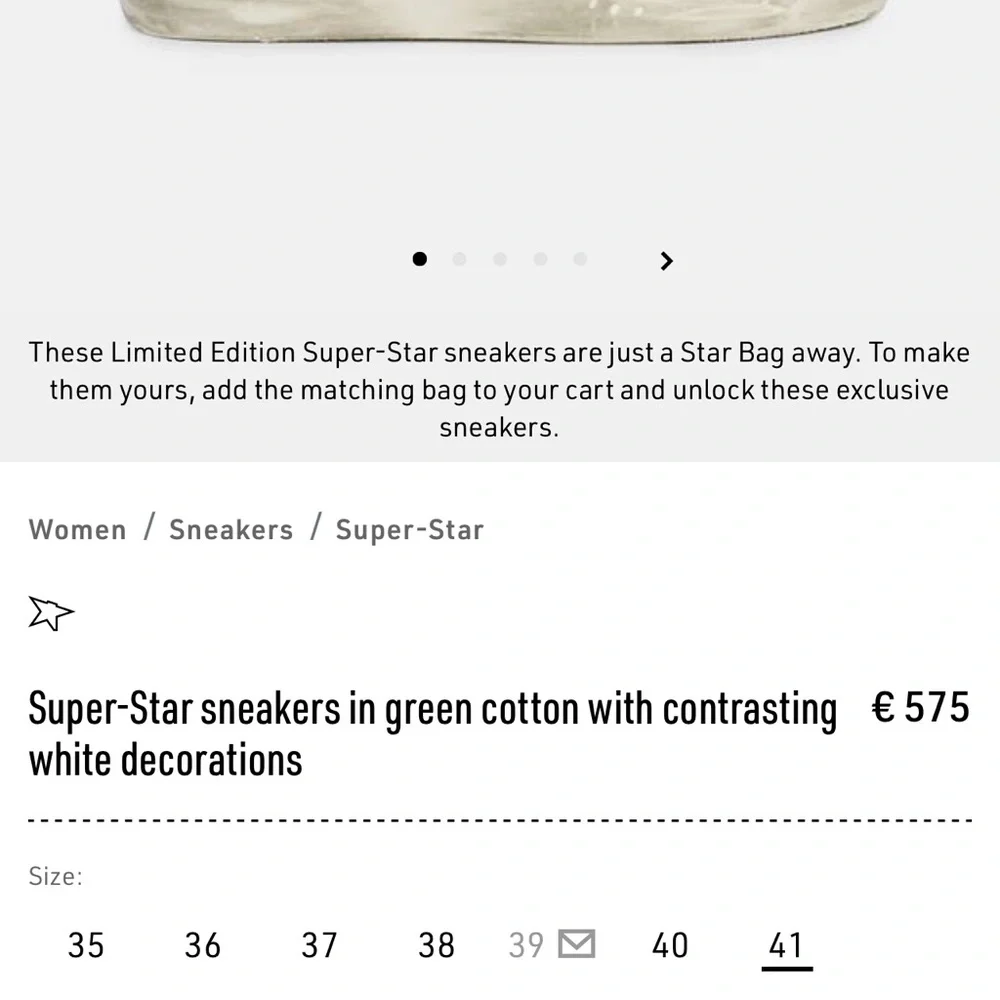 Golden Goose Limited Ed Super-Star sneakers green cotton w/contrasting white 39 - Picture 4 of 16